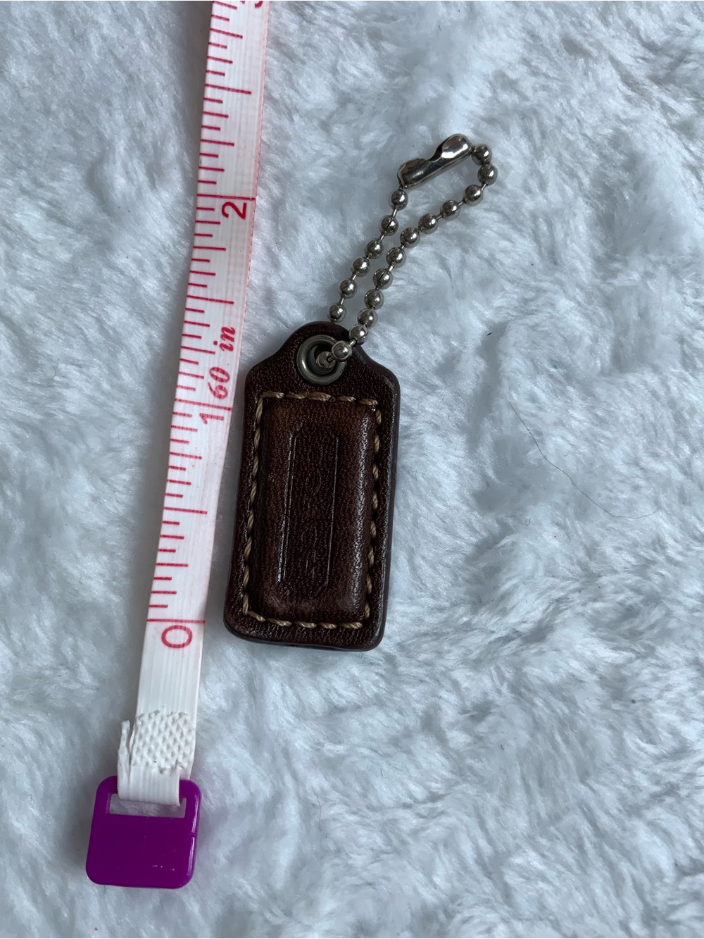 Coach Brown Leather Key & Card Holder with Metal Ball Chain - Picture 1 of 2